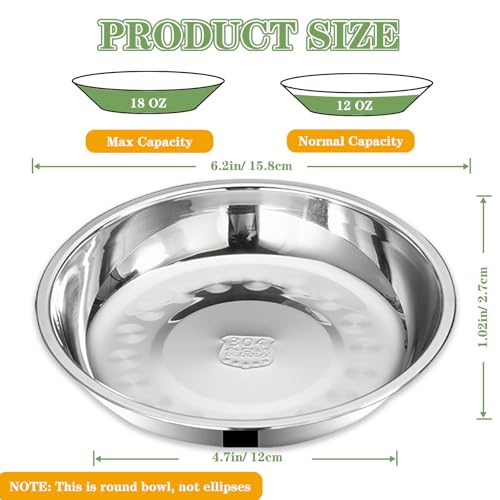 5Packs Cat-Bowls Cat Food Bowl - Thickened 6.2 Inch 304 Stainless Steel Cats Feed Bowl for Indoor Cats Shallow and Wide Whisker Fatigue Relief Pet Feeding Plates for Kitten Puppy Small Dog (5 Packs)