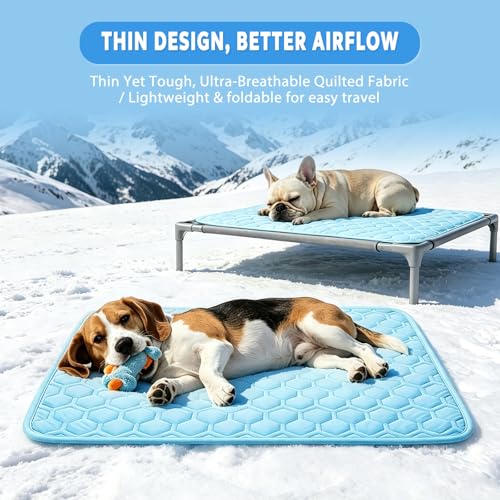 Arc-Chill Dog Cooling Mat, Non-Slip Washable Portable Cool Pad | Cooling Mat for Dogs with Cool fiber Q-Max 0.45 Absorbs Pet Heat Fast, Suitable for Indoor Outdoor Summer Use for Dogs Cats - size: Medium