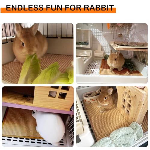 Rabbit Scratching Pad Natural Sisal Bunny Scratch Pad 16 x 12 Inch, Claws and Teeth Care Rabbit Scratcher Mats Chew Toys Indoor Bunny Accessories for Bedding Biting Sleeping Resting (1 Pack) - color: Brown, size: 15.7" x 11.8" (1 Pack)