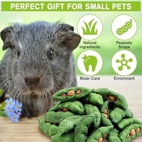 Fhiny Peapods Hamster Chew Toys, 24 PCS Natural Timothy Grass Carrot Guinea Pig Chew Toys for Teeth Handmade Small Animal Molar Snacks Dental Care for Bunny Chinchilla Hamster Gerbil Boredom Breaker - size: 24 PCS