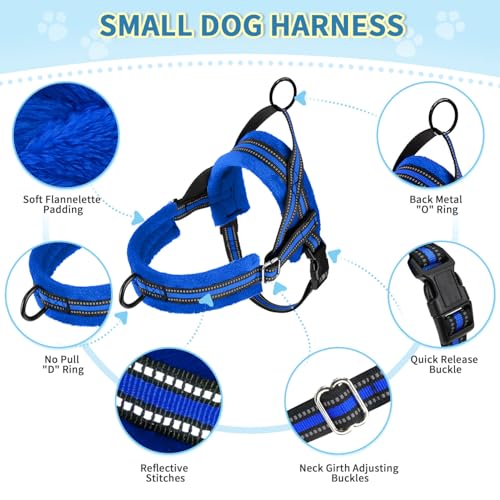 Lukovee Small Dog Harness and Leash Set, No Pull Soft Padded Vest | Both Neck & Chest Adjustable, Reflective, Puppy Harness with 4ft Lightweight Anti-Twist Dog Leash for Small Dogs (Blue, M) - color: Blue, size: M ( Chest 19.7'' ~ 29.1'')