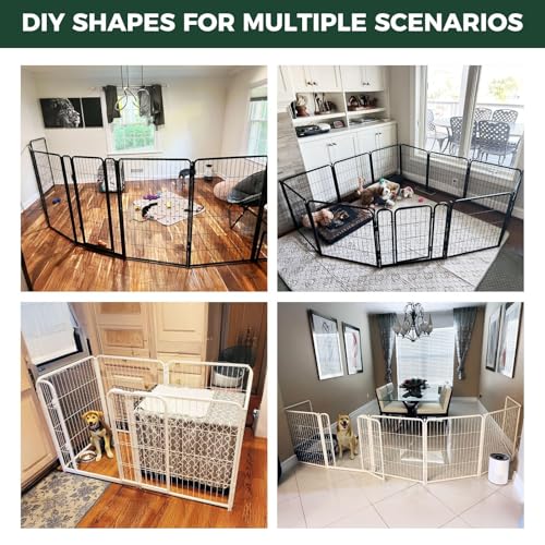 FXW Homeplus Indoor Dog Playpen, 24" H, 8 Panels, for Puppies & Small Dogs | Stress-free play, Heavy-duty, Semi-open design, Easy setup, Threshold-free gate, Expandable, Patented - color: White, size: 24"H