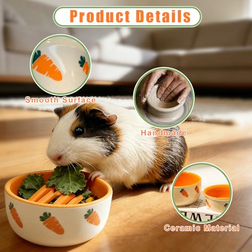 kathson 2 Pcs Hamtser Food Bowl, Guinea Pig Food Bowls, Ceramic Pet Bowl Small Animals Anti-Turning Water Bowls for Bunny Chinchilla Rat Hedgehog - size: XL