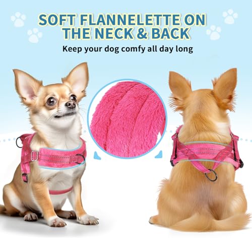 Lukovee Small Dog Harness and Leash Set, No Pull Soft Padded Vest | Both Neck & Chest Adjustable, Reflective, Puppy Harness with 4ft Lightweight Anti-Twist Dog Leash for Small Dogs (Pink, XS) - color: B-pink, size: XS ( Chest 14'' ~ 18'')
