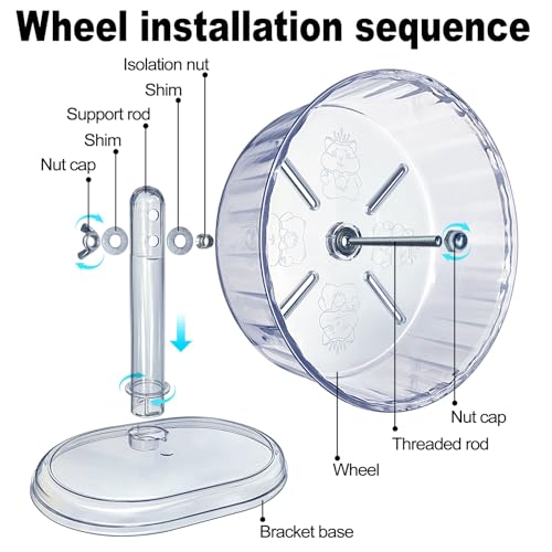 lazYYzal Silent Hamster Wheel, Super-Silent Hamster Exercise Wheels Accessories, Quiet Running Wheels, Adjustable Stand for Hamsters Mice Or Other Small Animals (White, Ф 8.3 inch) - color: White, size: Ф 8.3 inch