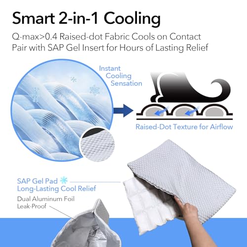 2-in-1 Cooling Mat for Cats Small Dogs, 12"x20", S | 2 SAP Gel Inserts + Q-Max>0.4 Ice-Silk, Waterproof, Machine Washable, Crate Indoor Outdoor - size: Small 12"x20"