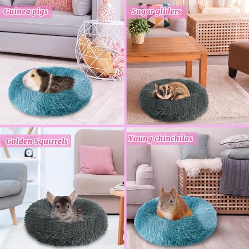 PETKNOWS 2 Pack Guinea Pig Beds Warm Winter Hamster Small Animal Bed | Thickened Plush and PP Cotton Fabric, Guinea Pig and Hamster Bed, Keeping Warm and Safe, 30cm Size with Inner Cushion - color: Blue, Grey