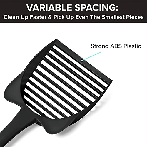 CatGuru Cat Litter Scoop, Jumbo Litter Scoop, Litter Scooper with Deep Shovel & Long Handle, Super Fast Sifter, Durable Kitty Litter Scoop, Cat Stuff, Kitten Supplies (Black) - color: Black
