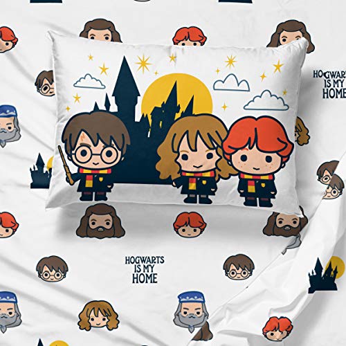 Jay Franco Harry Potter is My Home 4 Piece Twin Bed Set -Bedding Features Harry, Ron, Hermoine, Hagrid, and Dumbledore | Hogwarts, Bed in a Bag, Comforter Sheets Pillowcase, Official Product, Soft Microfiber, Machine Washable, Kids Gift - color: Blue, siz