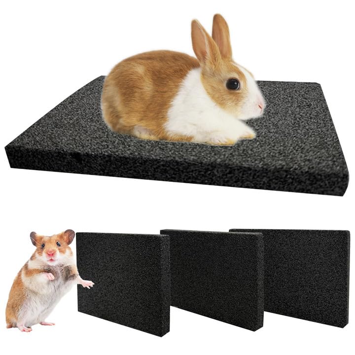 Hamiledyi Rabbit Scratch Foot Pads - 4 Pcs Small Animal Lava Grinding Teeth Stone for Bunny, Hamster, Guinea Pig, Rat, Gerbil, Chinchilla & Hedgehog - color: BlackS-4PCS