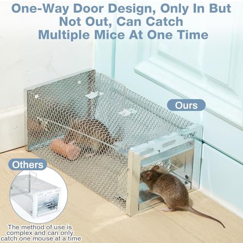 2 Pcs Humane Rat Trap 11.02 x 5.71 x 4.53 in Live Rat Cage Trap | for Indoor and Outdoor Small Rodent Animal Mouse Vole Hamsters Live Cage, Safe Control No Kill, Catch and Release