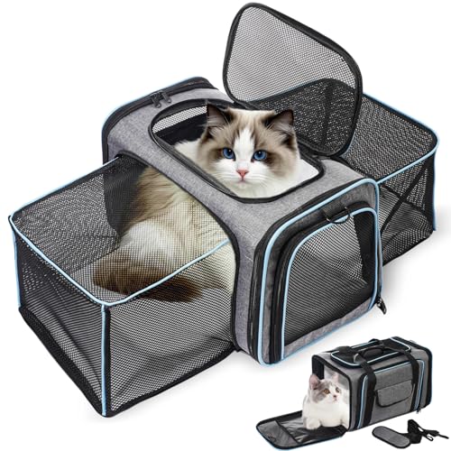 Vivicreate Cat Carrier Airline Approved Soft Sided Pet Carrier for Cats and Small Dogs Collapsible Travel Cat Bag with Ventilation Mesh Shoulder Strap and Fleece Pad