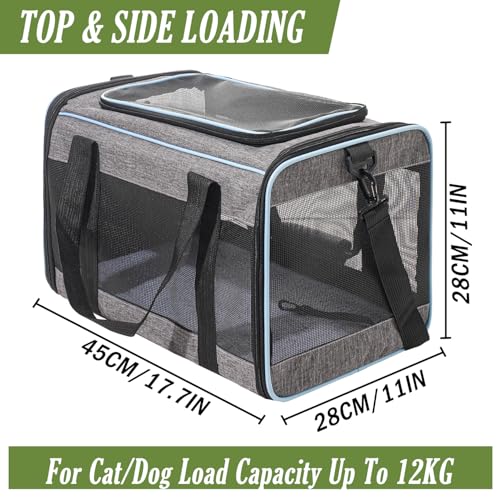 Vivicreate Cat Carrier Airline Approved Soft Sided Pet Carrier for Cats and Small Dogs Portable Travel Cat Bag with Mesh Ventilation Safety Leash and Shoulder Strap up to 15 lbs