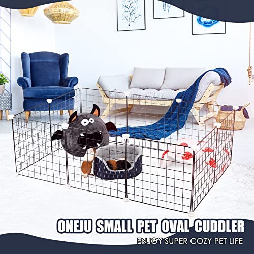 Guinea Pig Bed, Oval Cuddler, Removable Pad, Polyester, Ideal for Small Pets, Cuddle Cup Shape, Dark Blue, Leaf Pattern