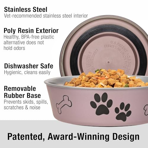 Loving Pets Bella Dog Bowls- Stainless Steel Dog & Cat Bowls - Spill Proof Dog Food Bowl, Cat Bowl, Puppy Essentials & Pet Supplies Great for Home & Travel (Medium 20-35 lbs, Grape) - color: Grape, size: Medium (20-35lbs)