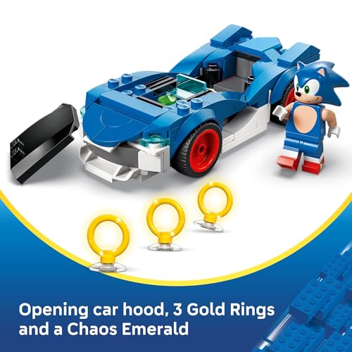 LEGO Sonic The Hedgehog Sonic: Speedster Lightning Race Car Toy for Boys & Girls - Toy Building Set W/Minifigure for Kids & Gamers, Ages 7+ - Gift Idea for Birthdays - 77117