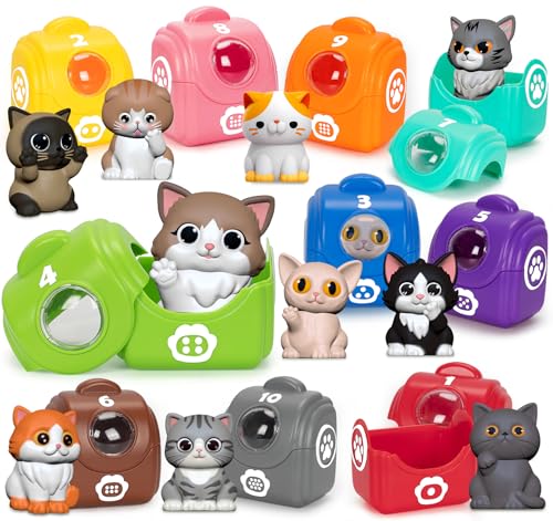 Learning Toys for Toddlers 1 2 3 Year Old Toddlers, 20Pcs Kitten Finger Puppets for Kids, Montessori Counting, Matching & Sorting Toy, Christmas Birthday Gifts for Baby Boys Girls Age 12-18 Months - style: KITTEN