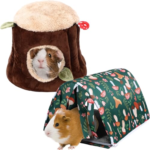 Abbylike 2 Pack Guinea Pig Hideout Washable Guinea Pig Tunnel and Soft Rabbit Bed Small Animals Cage Accessories for Hamster Chinchilla Ferret Bunny
