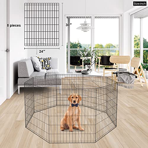 BestPet | Foldable Dog Playpen | 30 Inch, 8 Panels | Metal Pet Exercise Pen | Indoor Outdoor Portable Dog Fence with Door | Removable, Rust-Resistant Secure Pet Kennel | Easy to Assemble