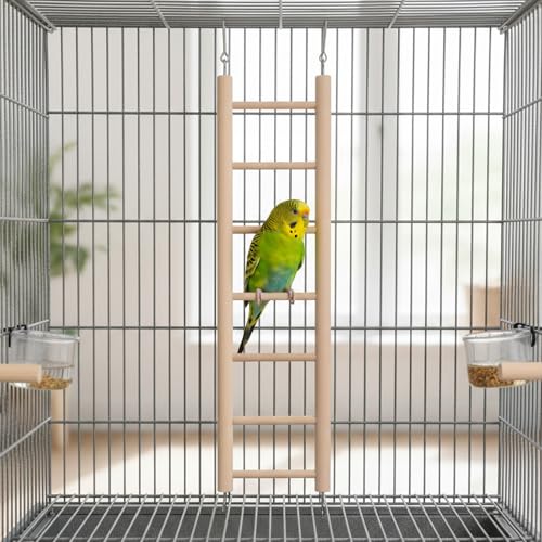 3 PCS Bird Cage Ladder, Parakeet Ladders Bird Ladder for Cage Wooden Hanging Parrot Wood Step Climbing Small Wooden Ladders for Birds Parakeets Parrots Cockatoo Lovebirds (3 Step, 5 Steps, & 7 Steps)