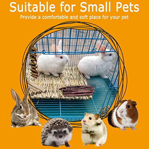 Bunny Grass Bed Mat 18Pcs Rabbit Chew Toys Set Hand-Made Woven Hay Mat | Wood&Bamboo Sticks and Timothy Grass Cake&Ball,Small Animals Teeth Grinding Chew Treat Toy for Guinea Pig - size: 18PCS Bunny Chew Toys