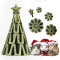 TEEWY Christmas Tree Guinea Pig Toys, Natural Vegetables, Fruits and Timothy, Hamster Chew Toys for Teeth, Guinea Pig Toys Enrichment, Small Animal Chew Toys for Chinchilla, Hamster, Rat, Gerbil - style: Christmas Tree