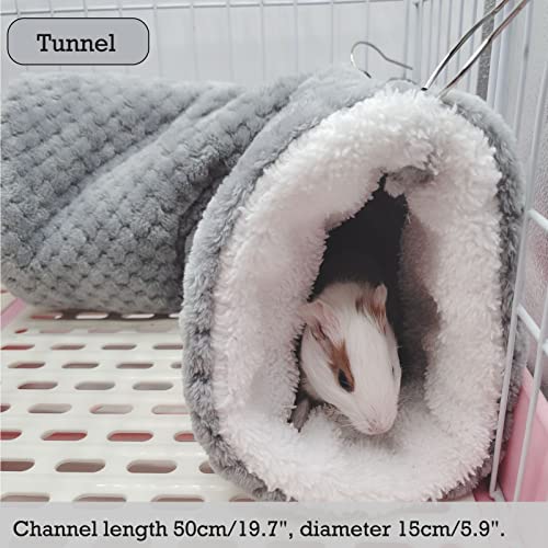 SEIS 3 Pcs Plush Hamster Hammock Set,Sugar Glider Hideout Tunnel Mat,Grey | Hanging Bed Channel, Small Animal Hanging Cage Accessories for Guinea Pig,Chinchilla,Rat,Gerbil,Ferret,Squirre,Birds,Parrot - color: Grey