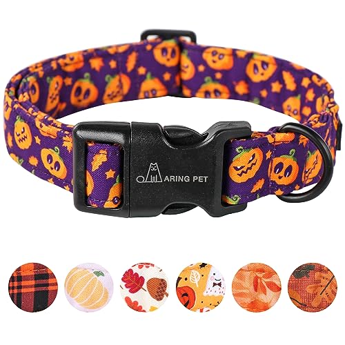 ARING PET Halloween Dog Collar, Cute Purple Fall Pumpkin Doggy Pet Puppy Collars for Small Medium Large Girl Boy Dogs-XS - color: Halloween Purple, size: X-Small
