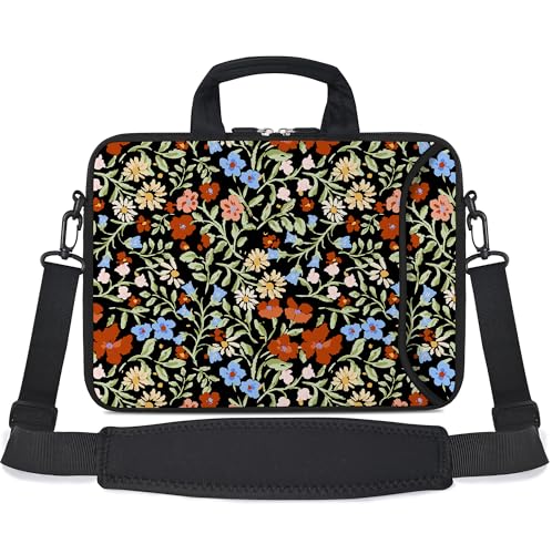 Messenger Bag Carrying Case Sleeve with Handle Accessory Pocket Fits Laptops/Notebook/ebooks/Kids tablet/ipad (11-13.3 inch, Flowers2) - color: Flowers2, size: 11-13.3 inch