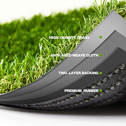 Premium Artificial Grass 3' x 11' Outdoor Rug, 1.38" Realistic Thick Turf for Garden, Yard, Fake Lawn, Dogs Synthetic Grass Mat, Rubber Backed with Drainage Holes, Customized Sizes - size: 3' x 11'