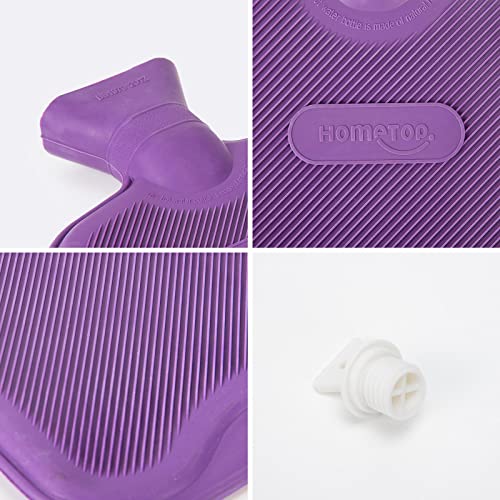HomeTop Premium Classic Rubber Hot Water Bottle with Cute Bear Cover | Natural rubber hot water bottle,Long-lasting heat retention,Snuggly all-night warmth - color: Light Purple