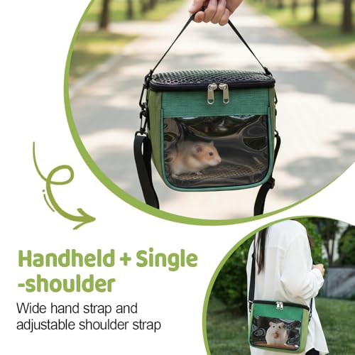 Small Animal Carrier Bag, Portable Pet Travel Bag with Shoulder Strap & Removable Mat for Hamsters Sugar Gliders Flying Squirrel