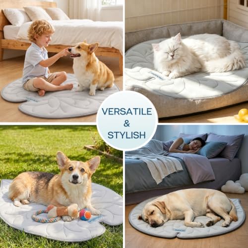 Dog Cooling Mat Washable Pet Cooling Mat, Self Cooling Mat for Dogs Large | 35" x 33", Thick Portable Foldable Cooling Pad for Indoor Outdoor, Crate, Travel, Camping and Beach - color: Grey, size: Medium