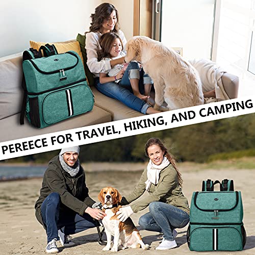 BAGLHER Pet Travel Bag, Double-Layer Pet Supplies Backpack (for All Pet Travel Supplies), Pet Travel Backpack with 2 Silicone Collapsible Bowls and 2 Food Baskets Green - color: Green