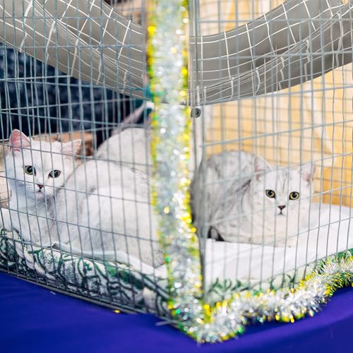 Jetec 2 Pack Cat Hammock for Cage, Catio Accessories Reversible Soft Cats Bed with Adjustable Straps and Hooks Double-Sided Linen and Fleece Hanging Hammock for Cats, Kitten(Cat and Plaid,L) - size: L