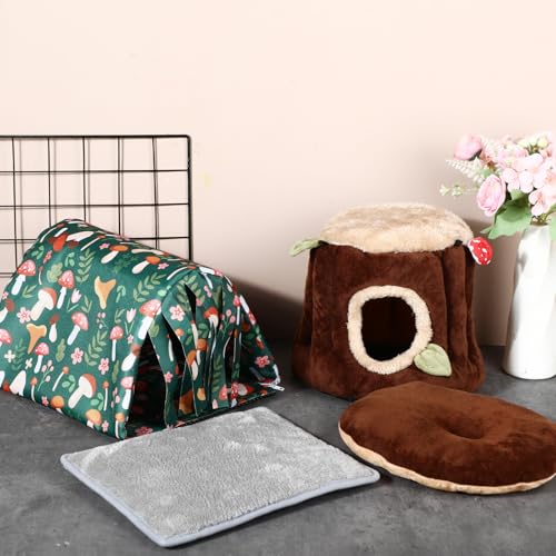 Abbylike 2 Pack Guinea Pig Hideout Washable Guinea Pig Tunnel and Soft Rabbit Bed Small Animals Cage Accessories for Hamster Chinchilla Ferret Bunny