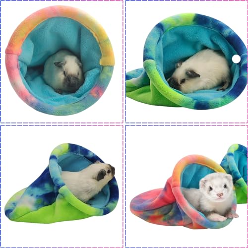 2 Pack Guinea Pig Snuggle Sack Soft Fleece Large Hideout Ferret Cozy Cave Hamster Sleeping Bag Small Animal Bed for Rabbit Bunny Chinchillas Rat Squirrel Hedgehog Cage Accessories (2 Pack, Large)