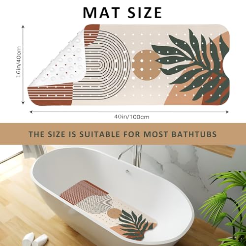 Rainbow Bathtub Mat Non Slip, Boho Baby Bath Mat for Tub Rubber Tub Mat, Kids Bath Mats for Bathroom Abstract Anti Slip Shower Mat with Suction and Drain Holes Machine Washable, 40″X16″ - color: B06, size: 40" x 16" (Rectangular)