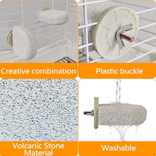 4Pack Bird Perch Stands Parrot Beak Grinding Stone Platform,Grey-S | Parakeet Foot Claws Trimmer,Calcium Perch Climbing Chewing Toys for Small Medium Birds Cockatiel Conure Lovebird Budgie - color: 4Pack Grey | S