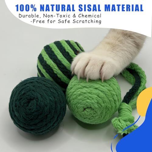 Hanging Cat Toys for Indoor Cats, Fits Cat Tree & Cat Tower | Door Hanging, Cat Kicker, Durable Sisal, Cat Balls Built-in Squeaker, Interactive Kitten Toys for Indoor Kittens
