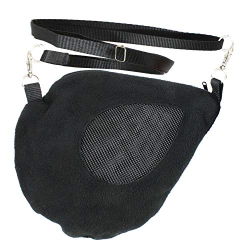 Exotic Nutrition Teardrop Carry Pouch (Black) - Small Animal Fleece Bonding Pouch - for Sugar Gliders, Hamsters, Gerbils, Mice, Degus, Squirrels & Other Small Pets - color: Black
