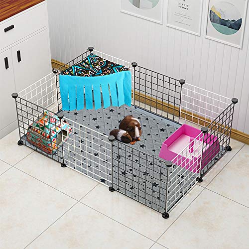 RIOUSSI Guinea Pig Hideout Hideaway Corner Fleece Toys Cage Accessories | Reversible Sides | Soft Fleece Fabric | Come with Hooks | Guinea Pig Hammock for Small Animals | Blue, Triangle - color: Blue