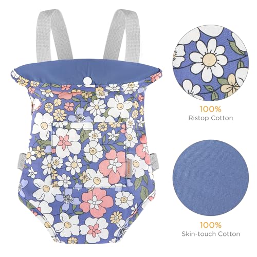 GAGAKU Doll Carrier, Reborn Baby Doll Accessories, Dolls Carrier Pretend & Role Play Toy for Toddlers Kids Ages 3+ Years Old - Blue Flowers - color: 3_blue Flowers