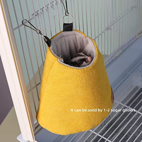 Sugar Glider Pouch - Warm Nest Bed, Sleeping Pouch Bag for Sugar Glider Accessories and Toys, Small Animal Cage Sleep Bag, Sack Swing Hanging Bed (Yellow) - color: Yellow