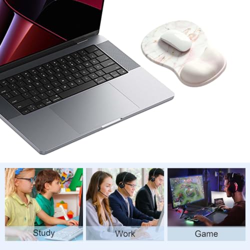 Ergonomic Mouse Pad with Gel Wrist Support, Comfortable Wrist Rest Mousepad with Non-Slip PU Base for Pain Relief, Desk, Home & Office (Marble01) - color: Marble01