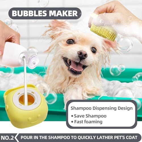 6-in-1 Grey Pet Grooming Kit: Hair Brush, Towel, Washing Gloves, Slicker Brush, and Shampoo Scrubber for Dogs and Cats - color: 6-Bath-Grey