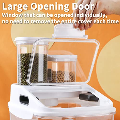 Fhiny 11LB Dog Food Storage Container, Airtight Pet Treat Bin Translucent Dry Food Grain Storage Barrels Sealed Bucket Moisture-Proof Plastic Cat Puppy Food Bin with Seal Locking Lid Keep Fresh - size: L:10"L x 7.5"W x 10"H