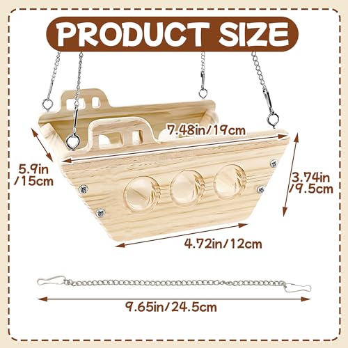 Wooden Chinchilla Hammock Swing, Chinchilla Hanging Platform for Indoor | Hanging Chinchilla Toys Interactive Enrichment, Small Animals Cage Accessories for Hut Ledges and Jumping Platforms