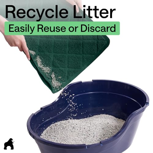 GORILLA GRIP Cat Litter Box Mat, Cushioned Coil Mesh Litter Trapping Mats, Scatter Control Supplies for Less Mess, Phthalate Free, Ultra Deep Catch Grooves, Rinse or Vacuum to Clean 24x17 Hunter Green - color: Hunter Green, style: Small (24" x 17")