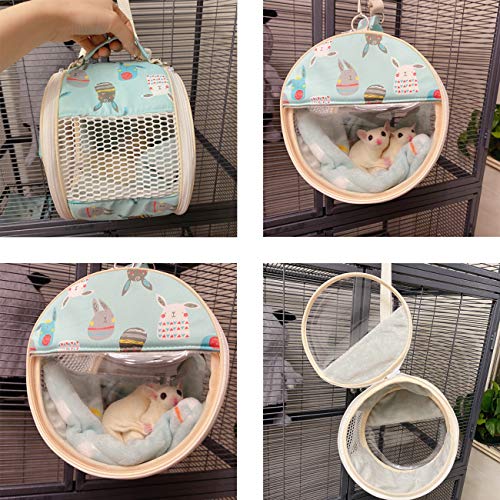Small Pet Carrier Bag Portable Travel Carrier for Hamster Rat Baby Guinea Pig Sugar Glider Hedgehog Small Birds (M, Green) - color: Green